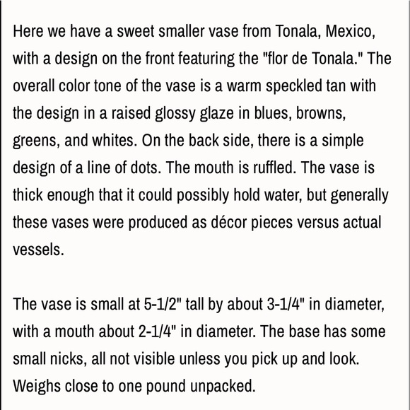 Tonala Mid-Century Mexican Folk Art Pottery HandPainted Signed Pitcher Vase Art - Picture 12 of 17